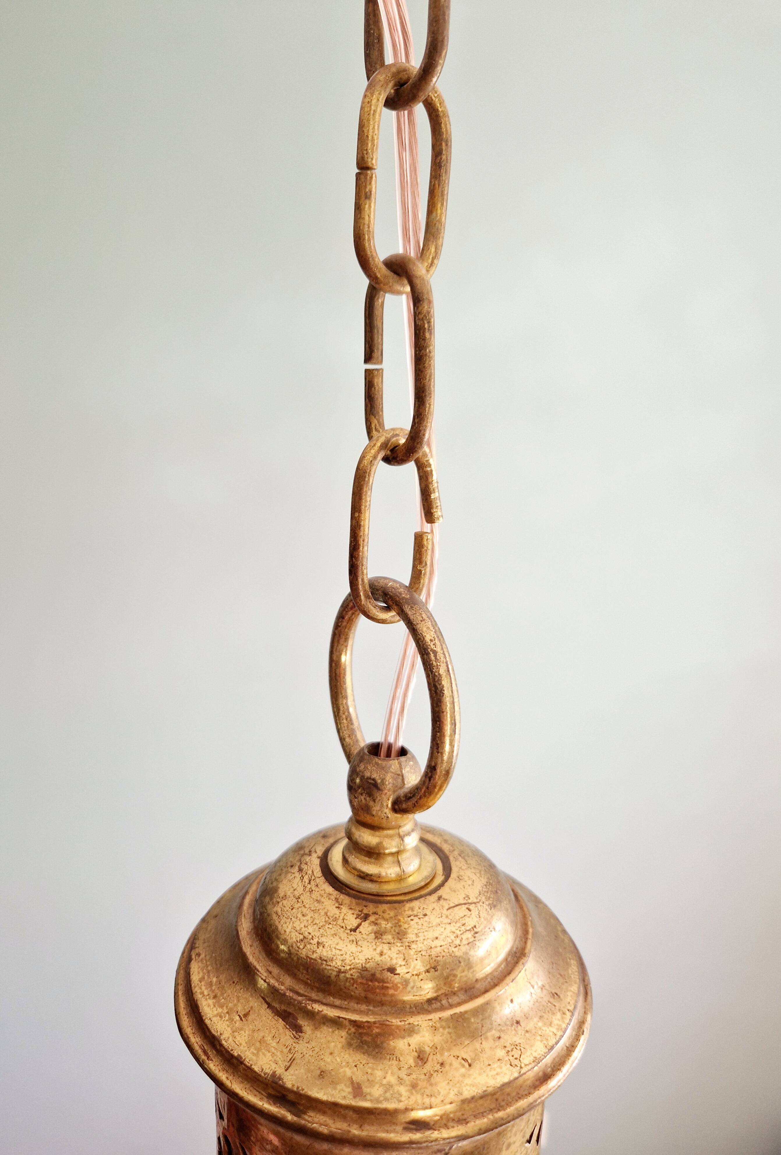 Grande suspension Holophane en verre prismatique, années 1920-30