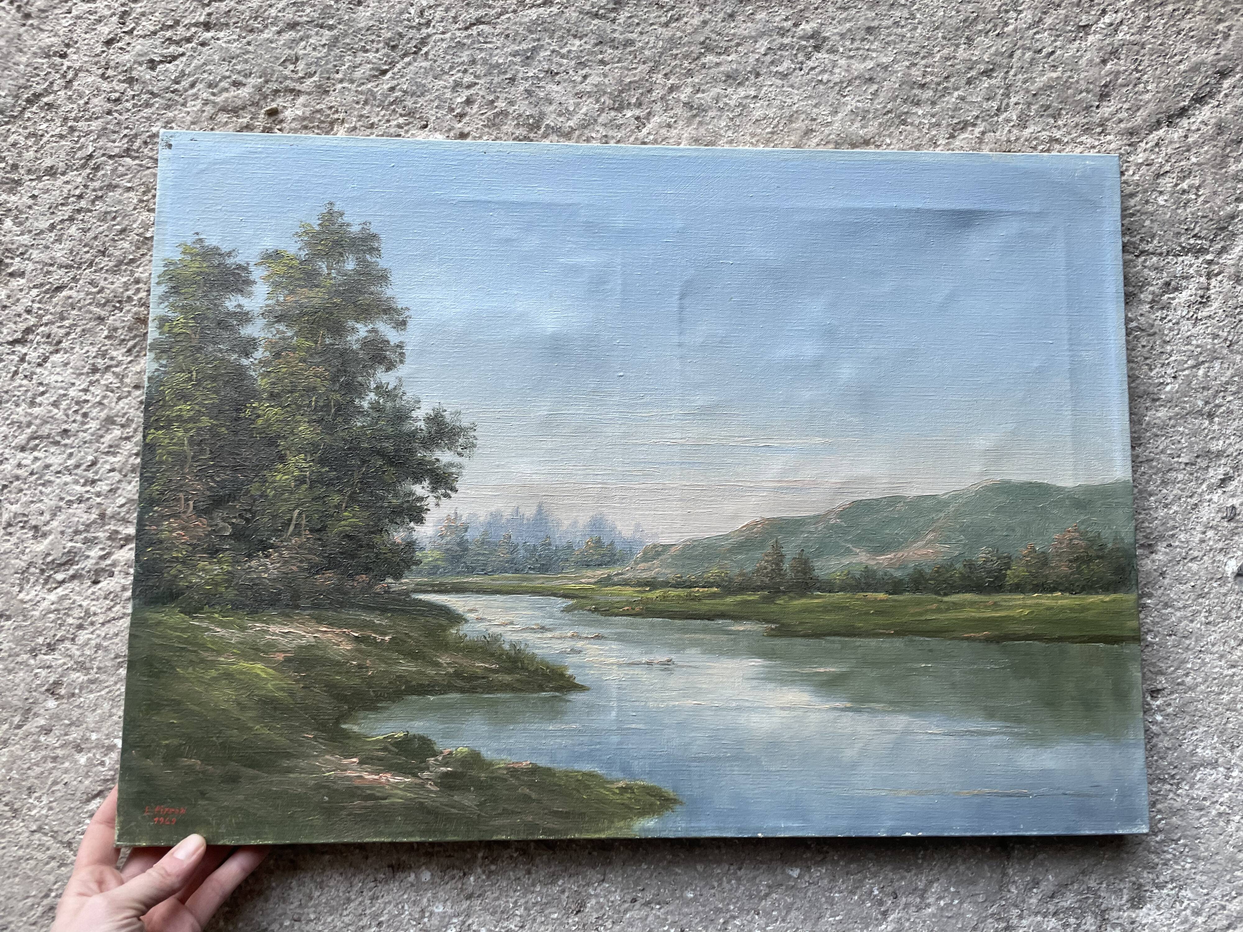 Painting, landscape signed E. Pirson 1969