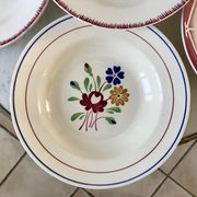 Set of 6 mismatched hollow plates Digoin Sarreguemines and Lunéville 40s