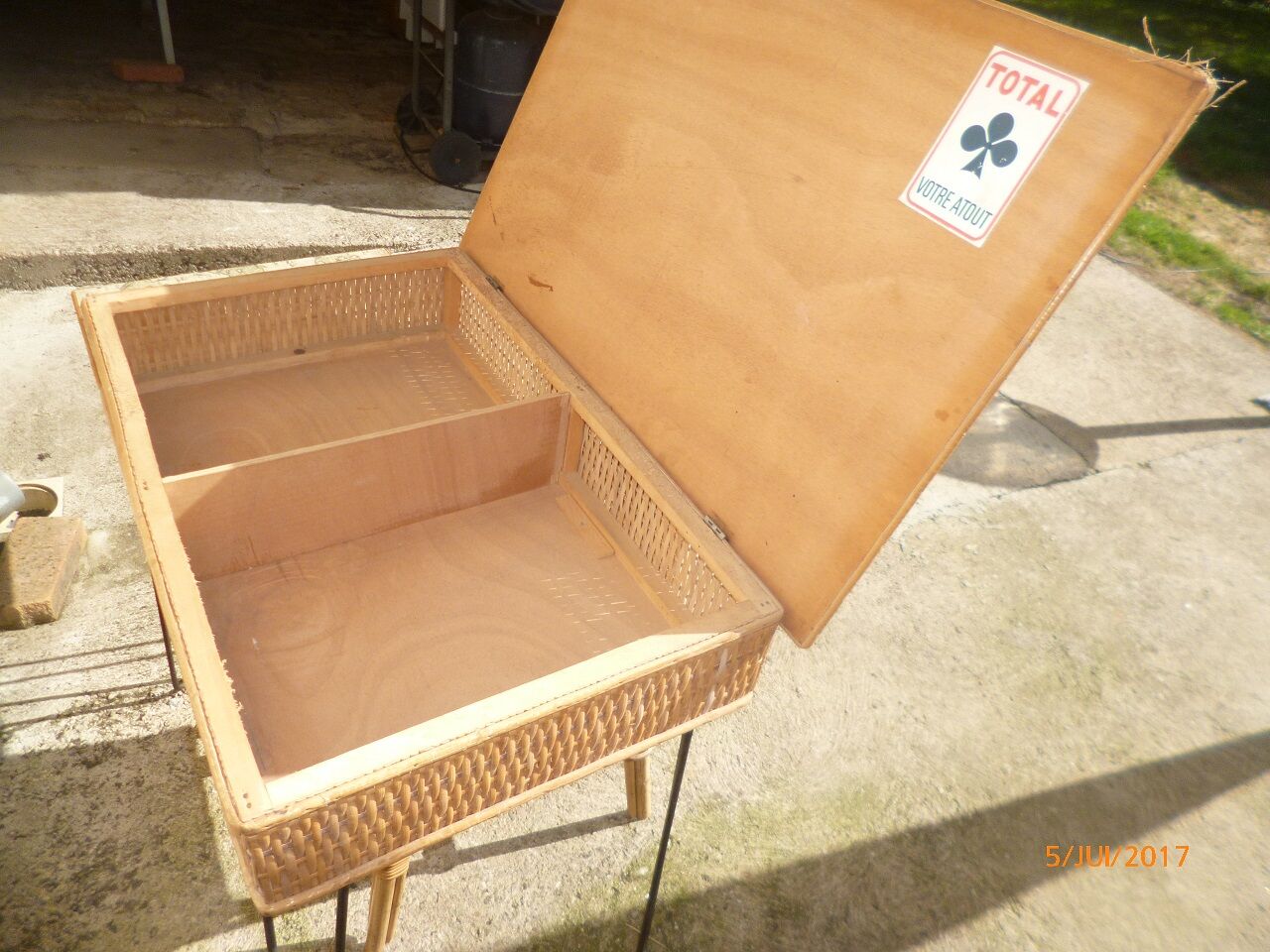 Bureau et chaise en osier et rotin 1960