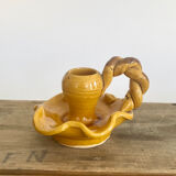Provencal candle holder in glazed ceramic