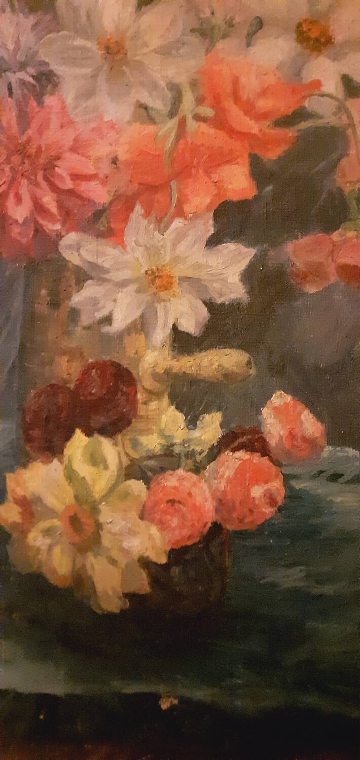 Painting, oil on canvas 1900 bouquet of flowers