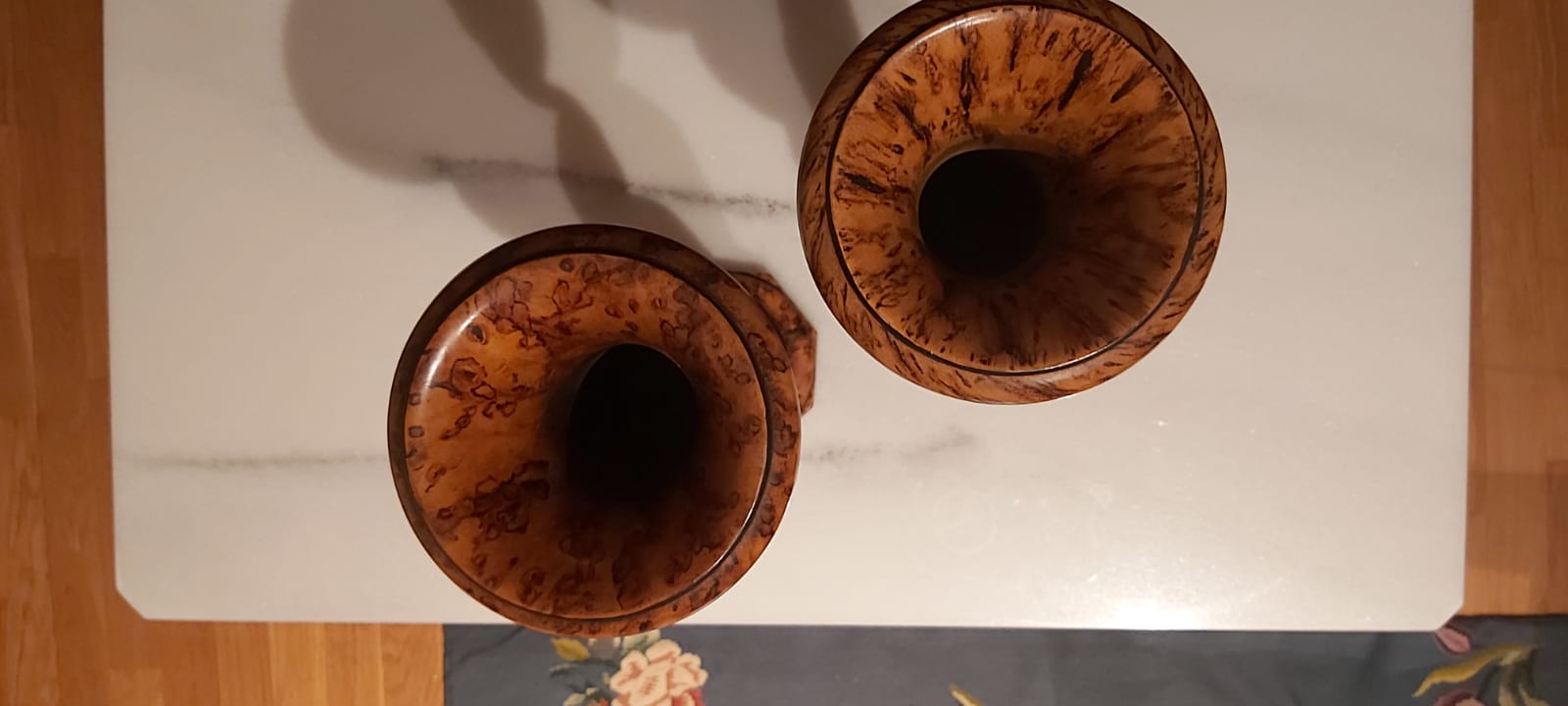 Pair of wooden vasques painted in 20th century elm magnifying glass