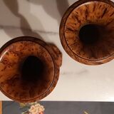 Paire de vasques en bois peintes façon loupe d'orme XXe