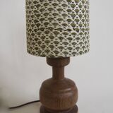 Wooden lamp with block print shade