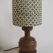 Wooden lamp with block print shade