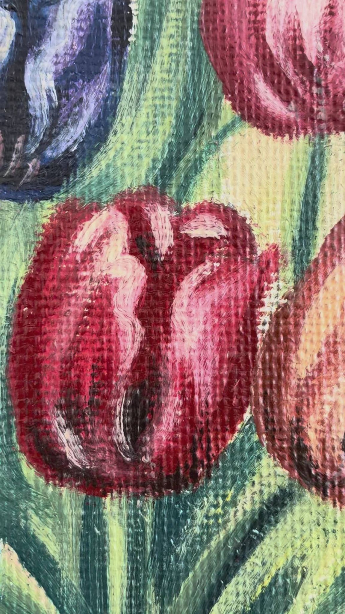 Vintage original flower oil painting, floral still life wall art