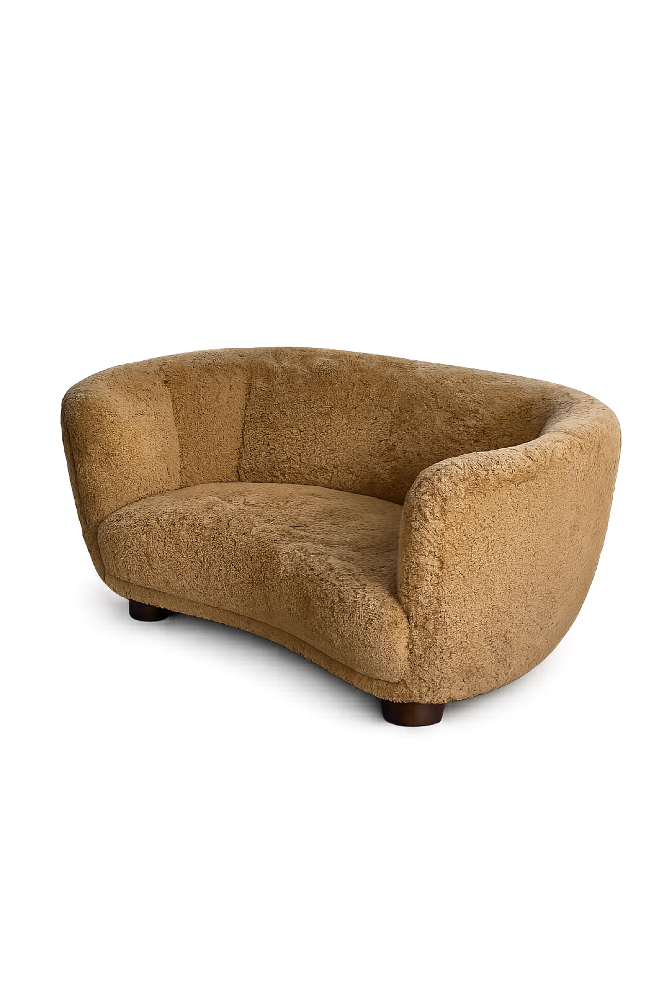 1950s banana sofa w/ lamb skin