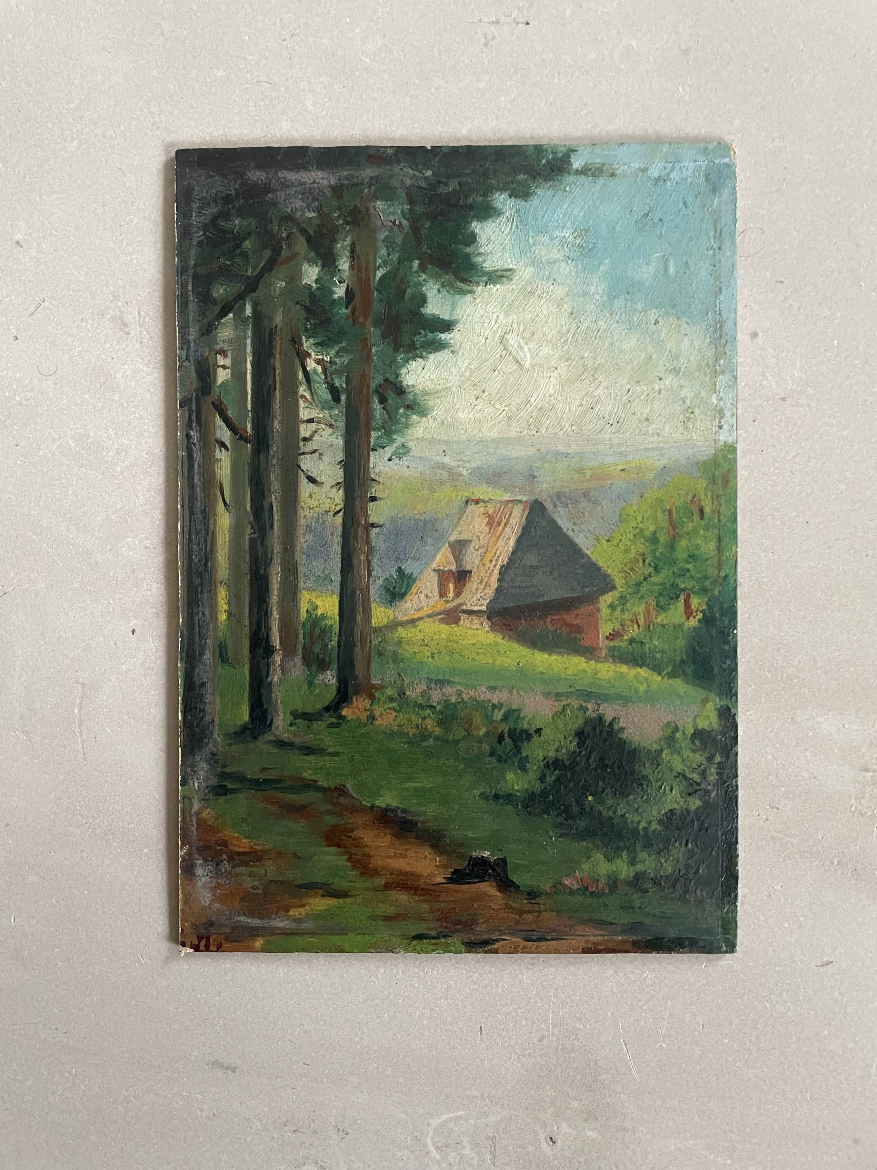 Small oil on old cardboard