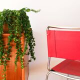 Ensemble de 4 chaises tubulaires en croute de cuir Rouge Italy, Design,1970