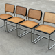 Suite de 4 chaises vintage modèle Cesca B32 en noir et chrome