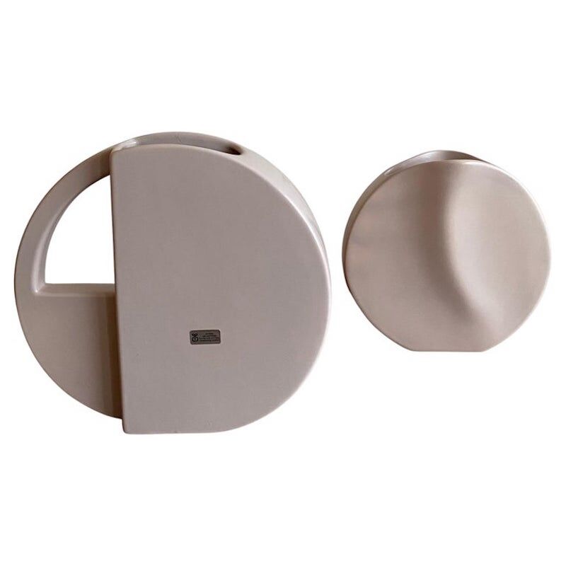 Set of Two Pink Post Modern Vases by Dorothe van Agthoven for Flora Keramiek