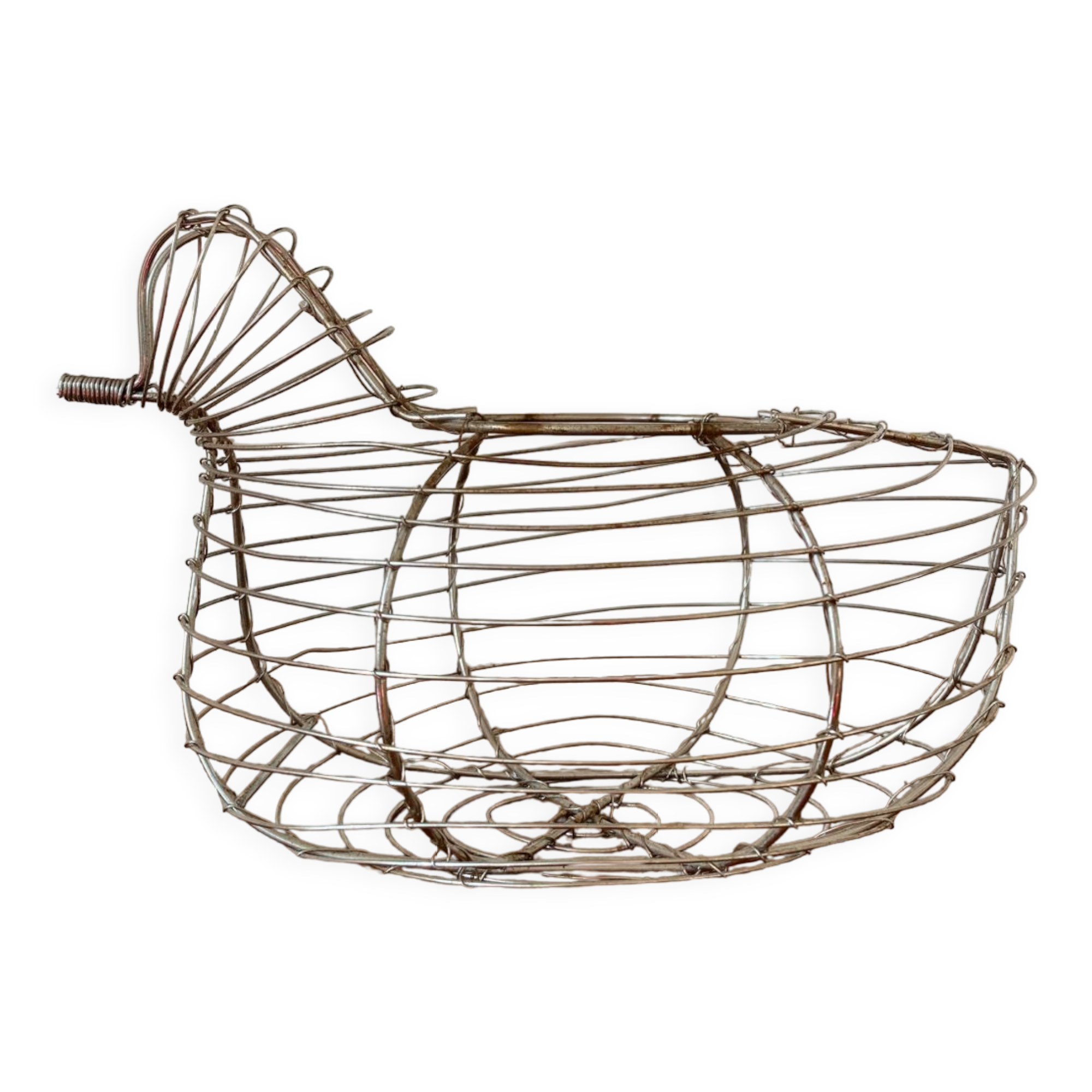 Chicken-shaped egg basket made of metal