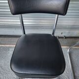 Pair of vintage black and chrome leatherette office chairs in very good condition