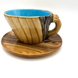 Vintage Vallauris Tea Service in Faux Bois by Grandjean-Jourdan