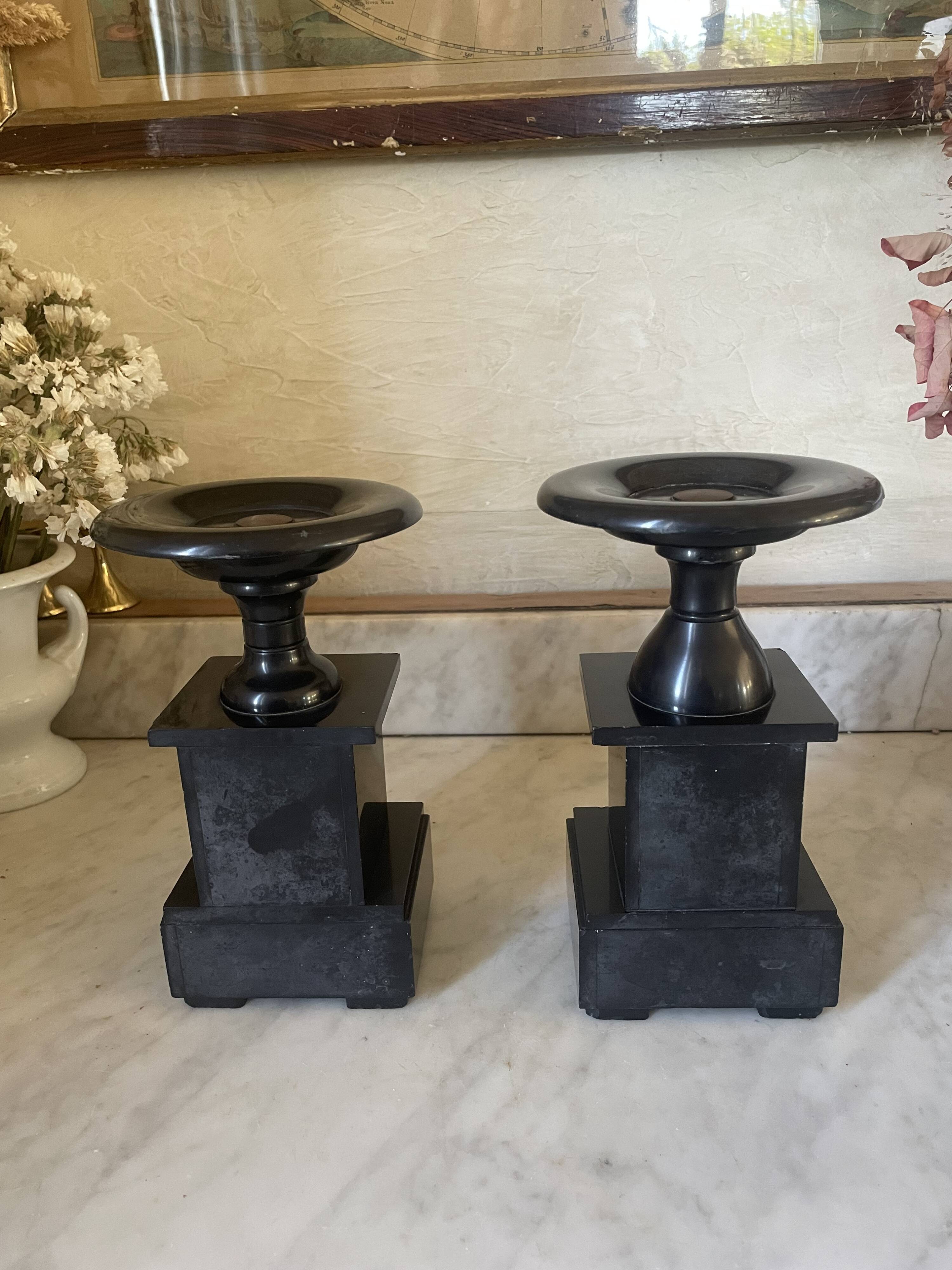 Old pair of marble vase bookends.