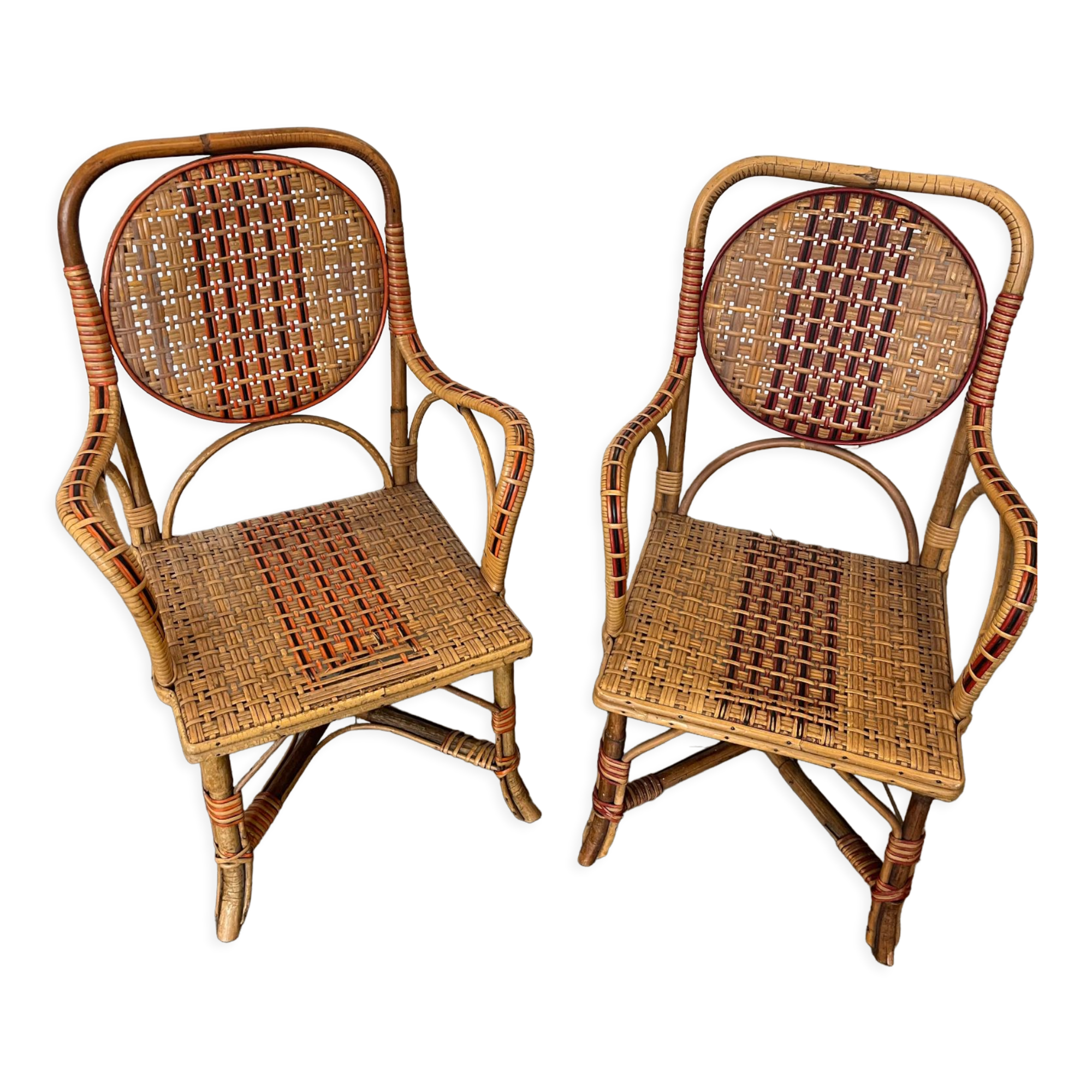 Rattan armchairs for children bistro style