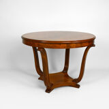 Art Deco round pedestal table in walnut veneer, circa 1930