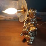 Bedside lamp Angel flower petals mother-of-pearl base alloy cast iron gilded