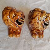Pair of vintage lion ashtrays