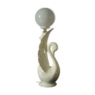 Vintage ceramic globe swan lamp