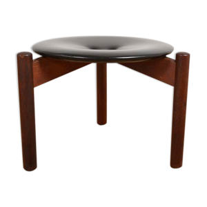 Tabouret en cuir et palissandre
