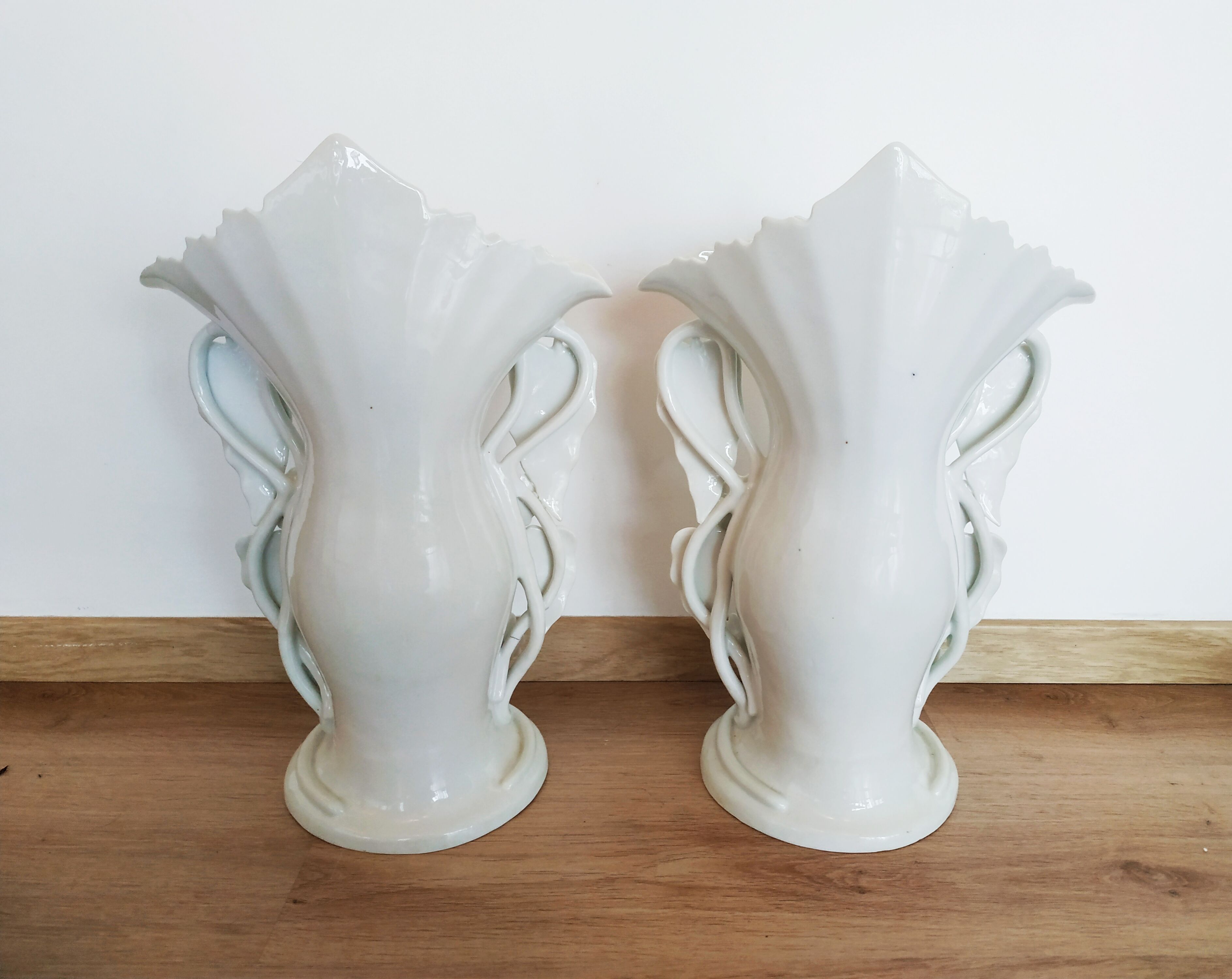 Pair of large vases of brides / cone vases 45 cm high