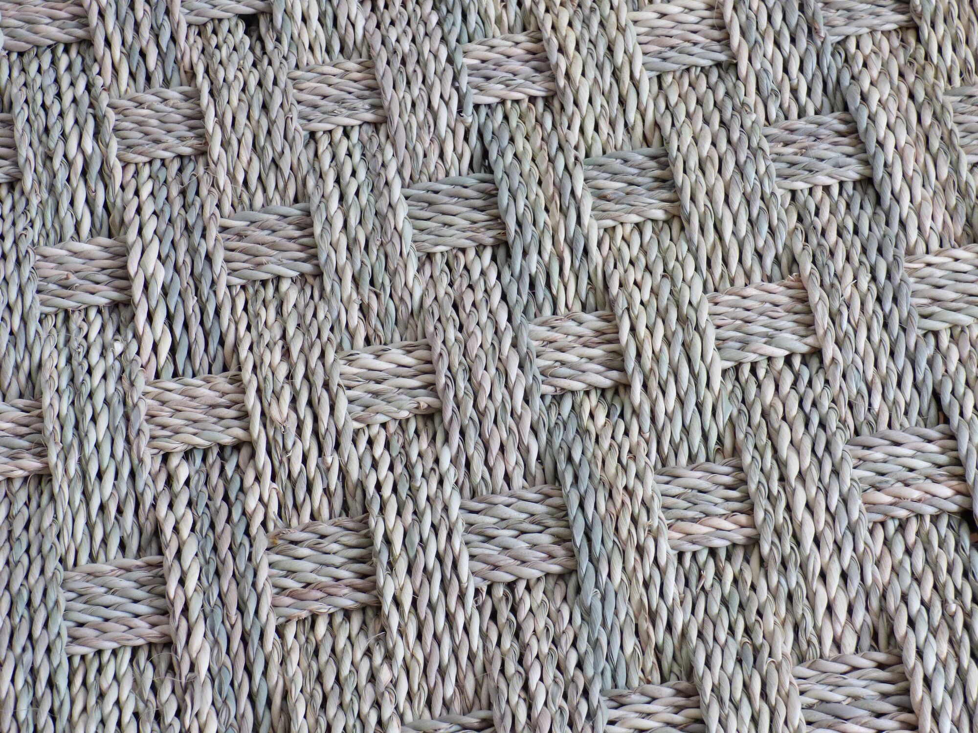 Lemon tree wood bench and braided palm leaf