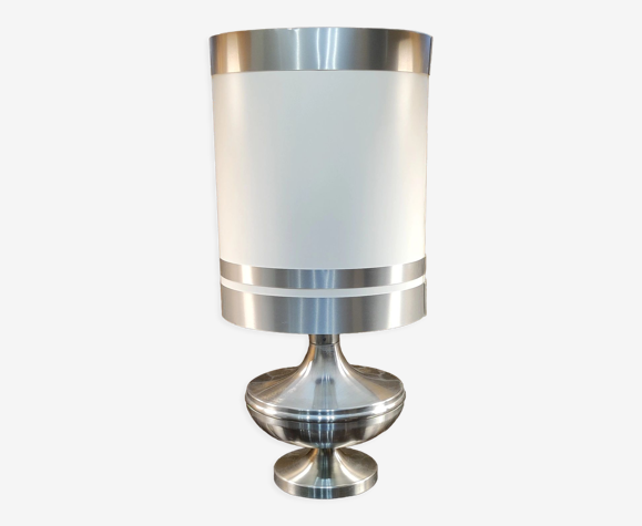 Lampe de salon vintage 1970 collection aluminium brossé space âge