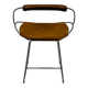 Contemporary bar stool with a smoked black steel backrest and natural tobacco leather.
