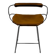 Contemporary bar stool with a smoked black steel backrest and natural tobacco leather.