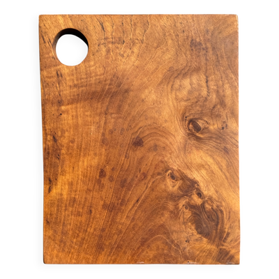 Petite planche à découper en teck monoxyle rectangulaire à anse circulaire