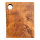 Small rectangular teak monoxyle cutting board with a circular handle.