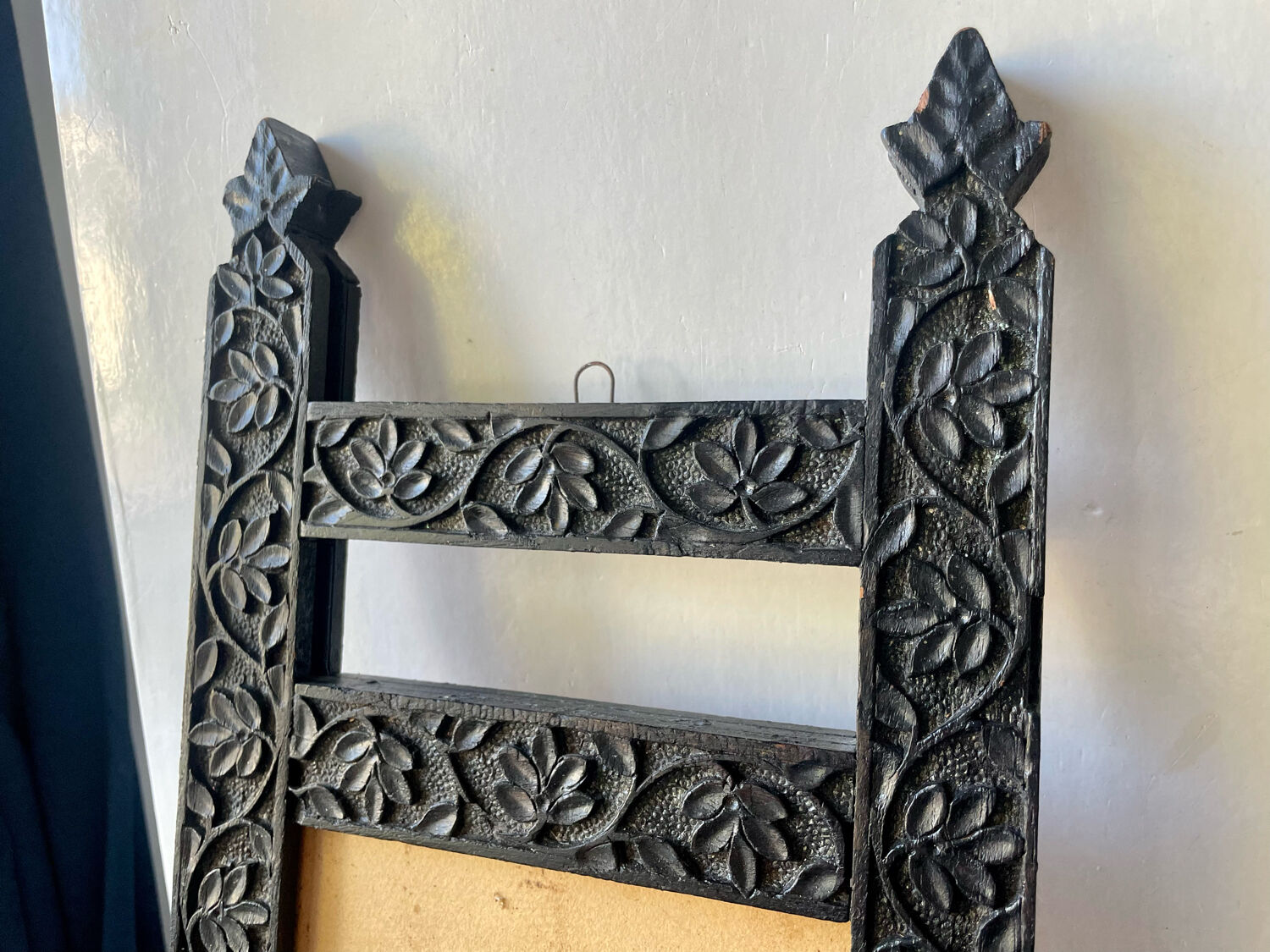 Antique Wooden Picture Frame with flower carvings 42 cm x 19 cm
