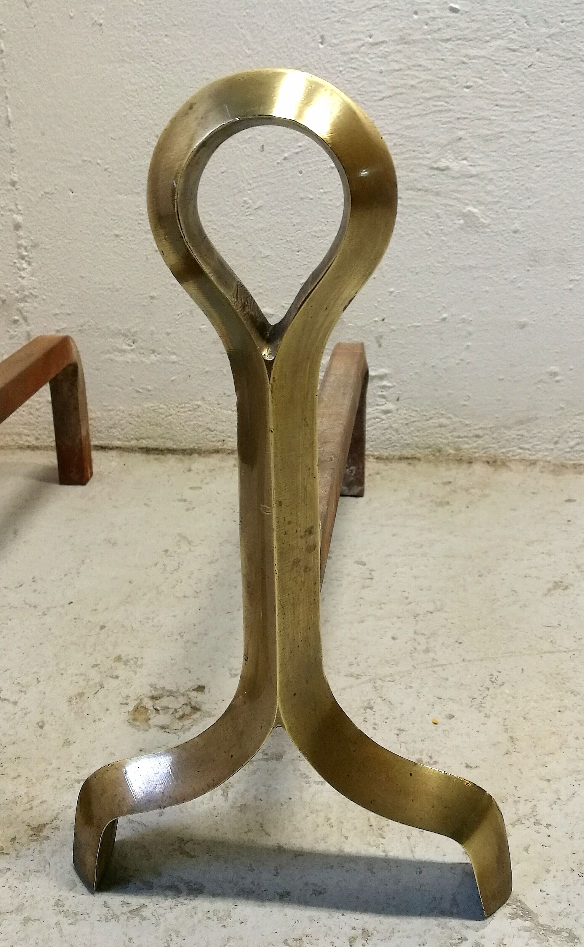 Paire de chenets bronze et fonte design 70