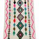 Moroccan Berber rug in ecru with multicoloured diamonds and bright pink – 240 × 139