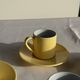 Set of 4 vintage yellow Italian espresso cups and saucers.