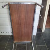 Coffee table chrome base top in teak of the 70s