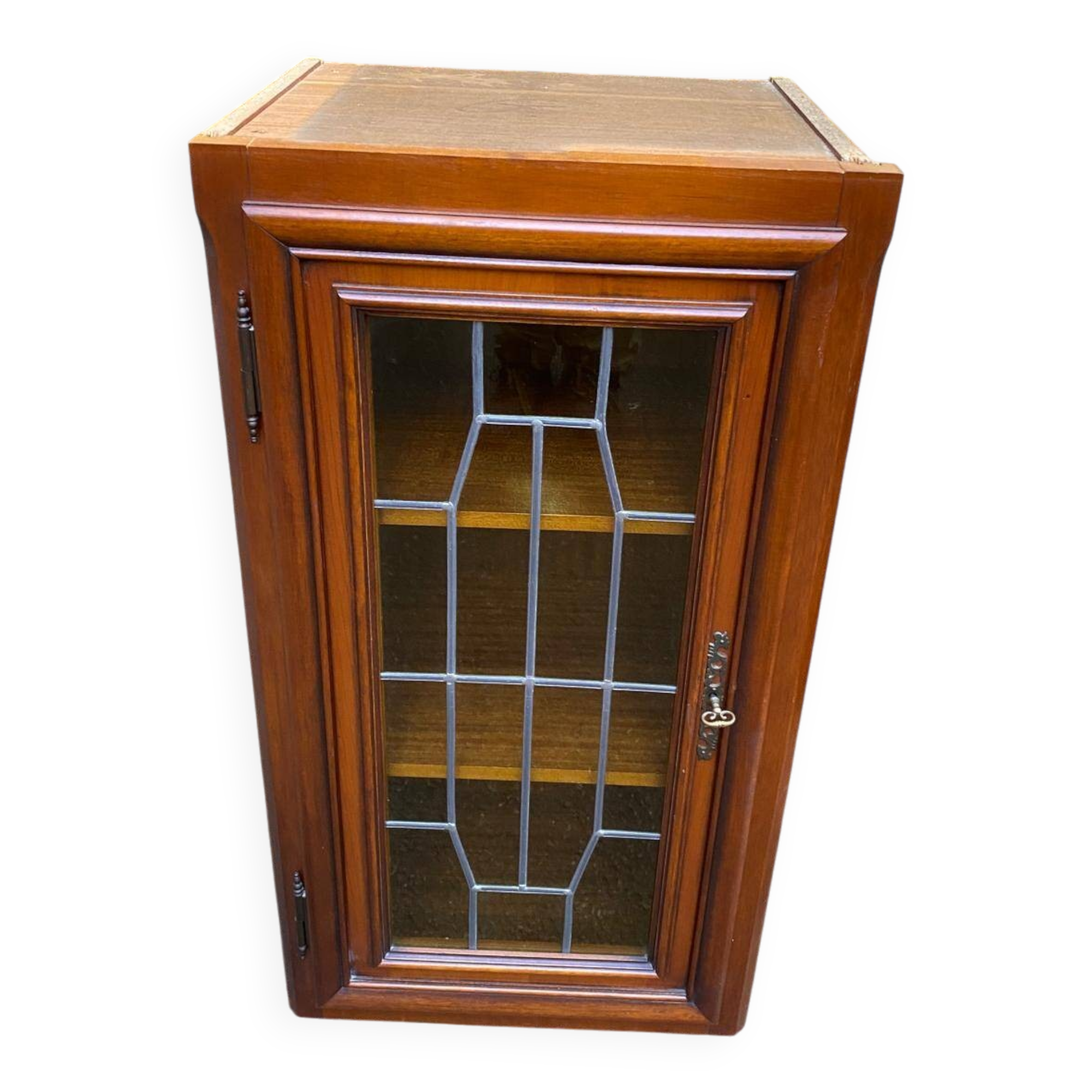 Vintage 20th Century Wooden Glass-Fronted Bookshelf