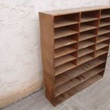 Sorting wood locker cabinet with Vintage labels