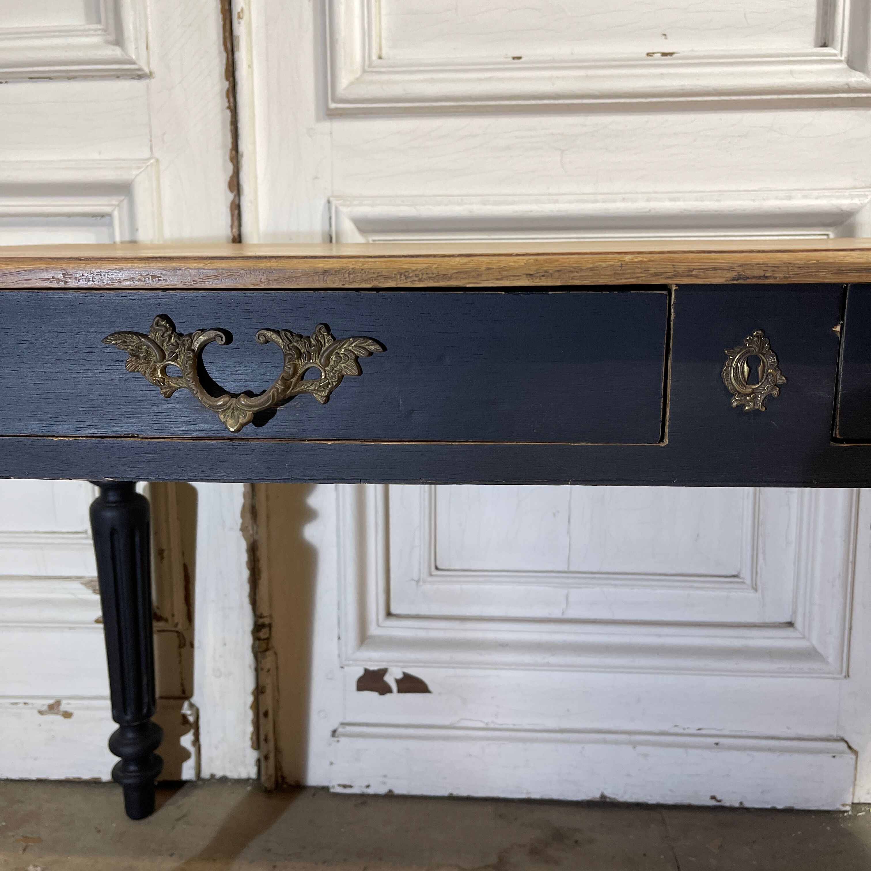 Desk 2 drawers patinated