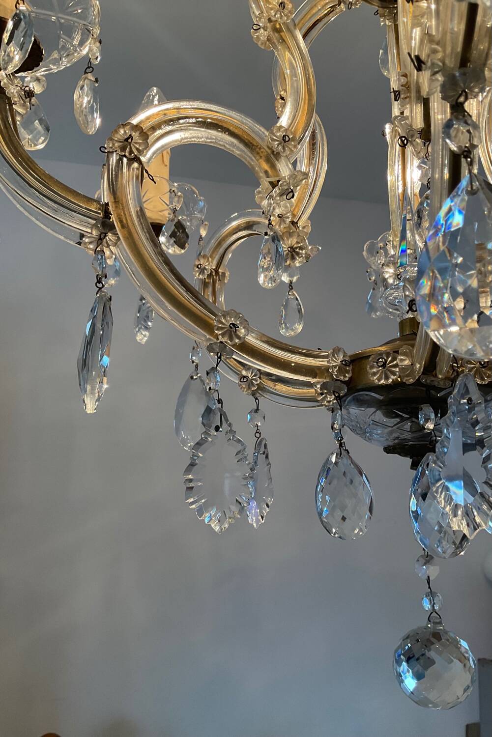 Old Venetian chandelier in crystal and bronze
