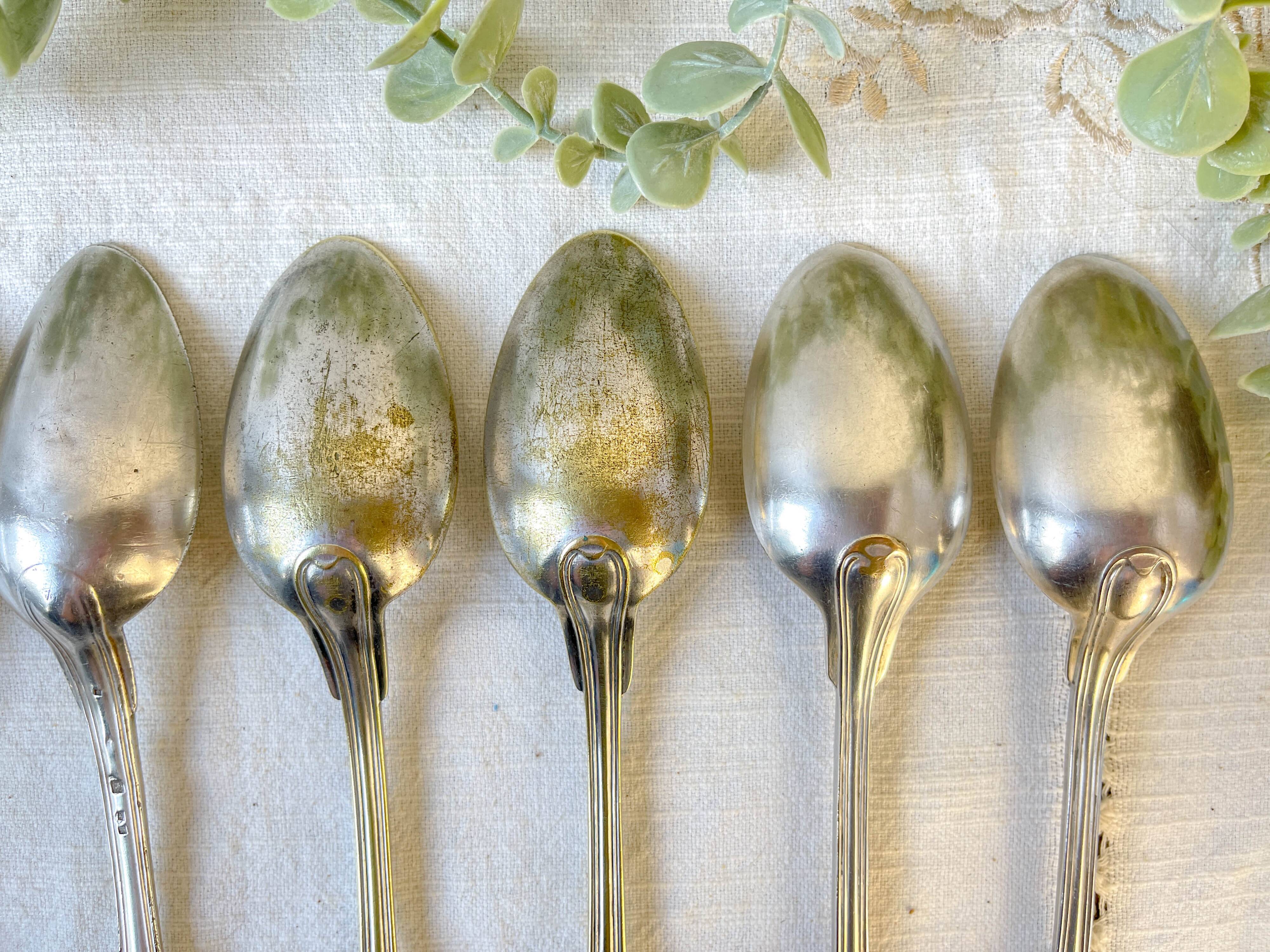 Set of 8 vintage silver plated soup spoons