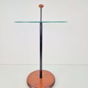 Postmodern Side Table with Ball Handle and Glass Top, 1980s