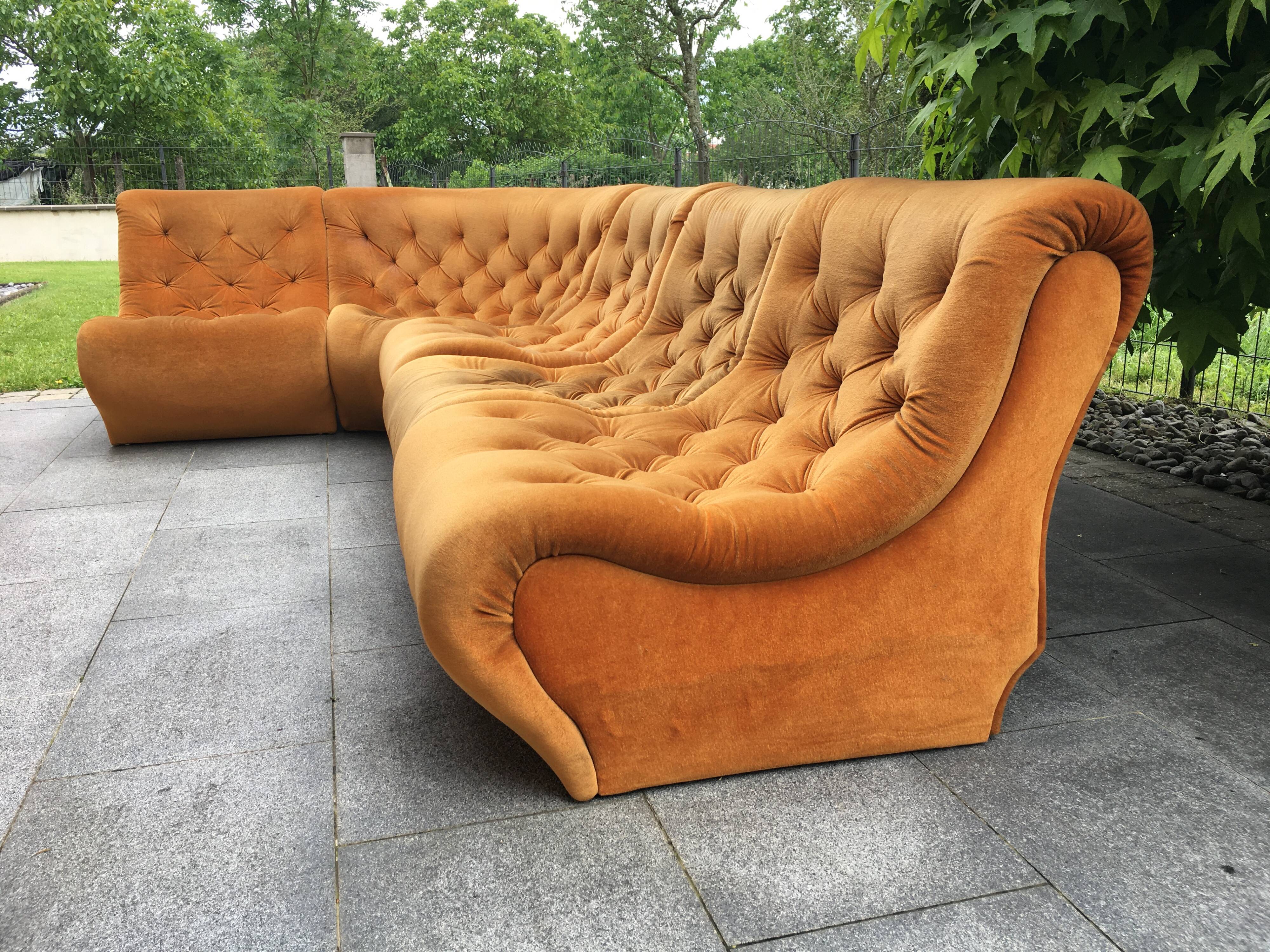 modular velvet sofa from the 70s