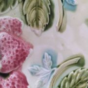 Barbotine plate with strawberries in relief, late 19th and early 20th century