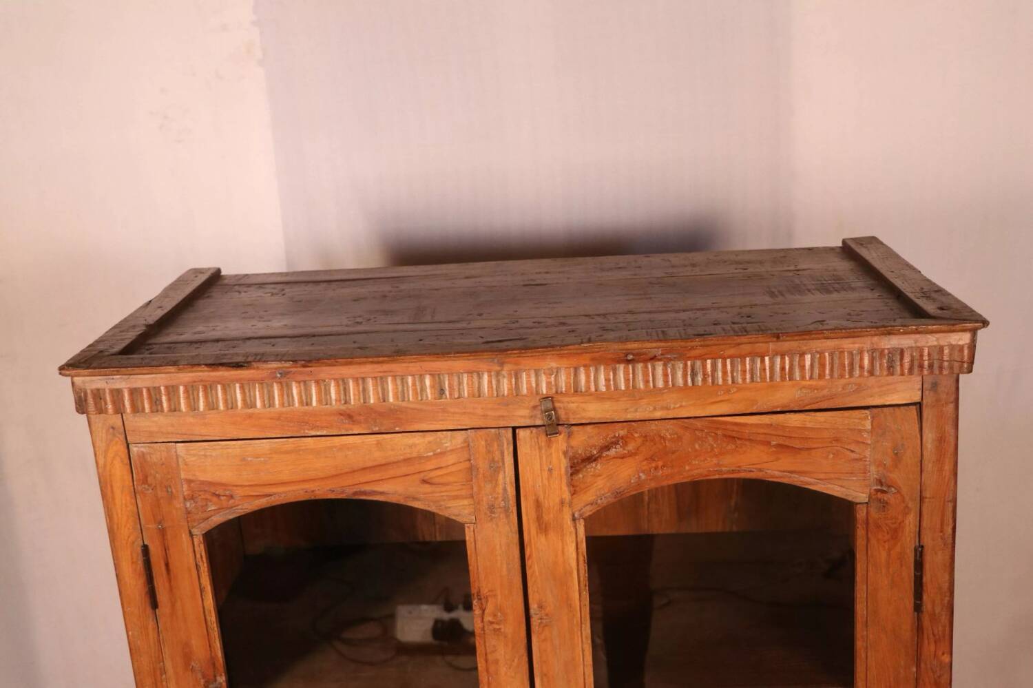 Antique Art Deco display cabinet in Burmese teak.