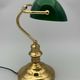 Banker's lamp in brass lampshade in green glass desk
