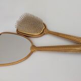 Vintage handheld mirror and hairbrush vanity set