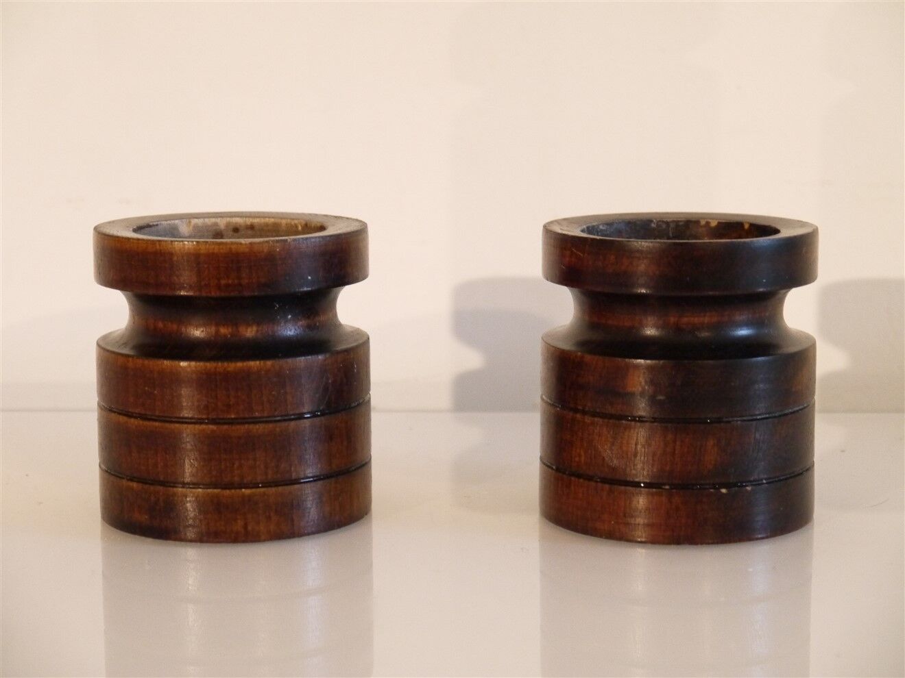 Pair of vintage wooden candle holders